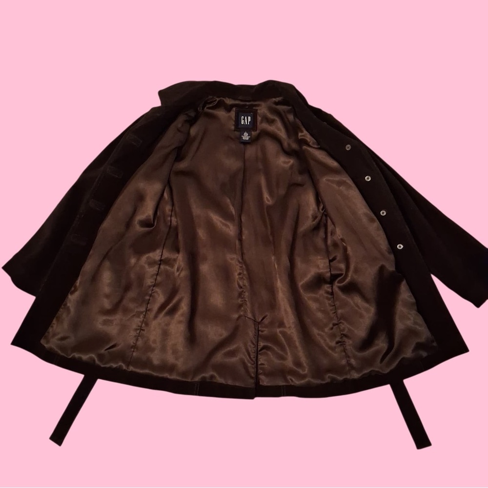 GAP Spring Leather Belted Jacket Dark Brown Mid-Length | Women's Size: Large - Picture 6 of 16
